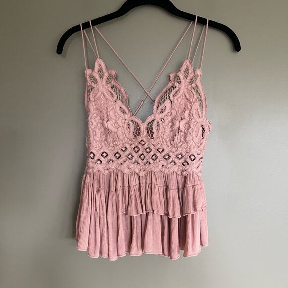 Free People Pink Lace Peplum Blouse - Picture 3 of 16